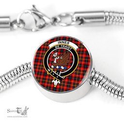 Scottish Innes Modern Clan Tartan Bracelet - Round Shape Pendant Scottish Plaid Tartan Plaid
