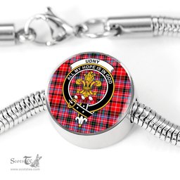 Scottish Udny Clan Tartan Bracelet - Round Shape Pendant Scottish Plaid Tartan Plaid