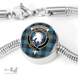 Scottish Horsburgh  Clan Tartan Bracelet - Round Shape Pendant Scottish Plaid Tartan Plaid