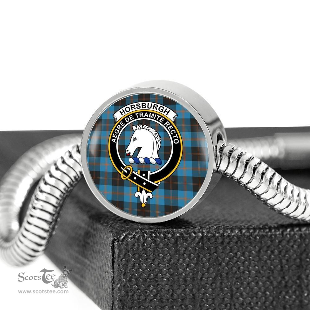 Scottish Horsburgh  Clan Tartan Bracelet - Round Shape Pendant Scottish Plaid Tartan Plaid
