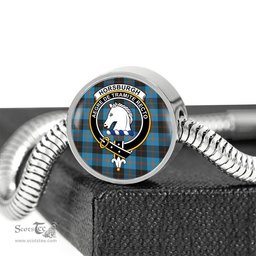 Scottish Horsburgh  Clan Tartan Bracelet - Round Shape Pendant Scottish Plaid Tartan Plaid