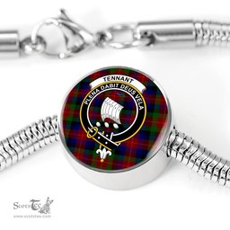 Scottish Tennant Clan Tartan Bracelet - Round Shape Pendant Scottish Plaid Tartan Plaid