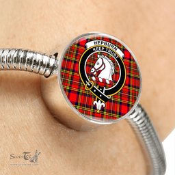 Scottish Hepburn Clan Tartan Bracelet - Round Shape Pendant Scottish Plaid Tartan Plaid