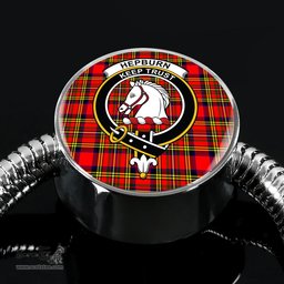 Scottish Hepburn Clan Tartan Bracelet - Round Shape Pendant Scottish Plaid Tartan Plaid