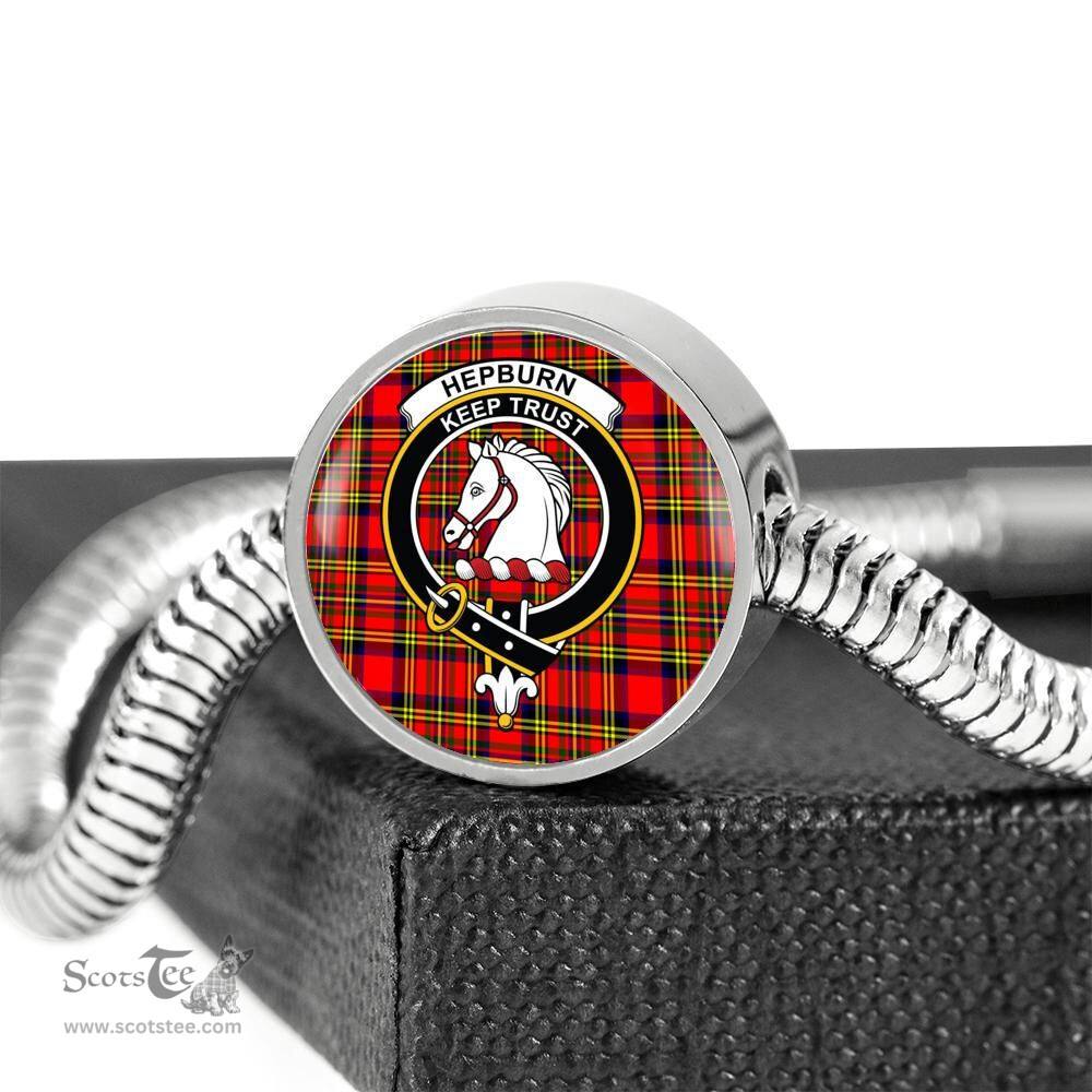 Scottish Hepburn Clan Tartan Bracelet - Round Shape Pendant Scottish Plaid Tartan Plaid