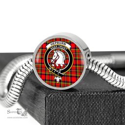 Scottish Hepburn Clan Tartan Bracelet - Round Shape Pendant Scottish Plaid Tartan Plaid