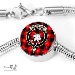 Scottish Cunningham Modern Clan Tartan Bracelet - Round Shape Pendant Scottish Plaid Tartan Plaid