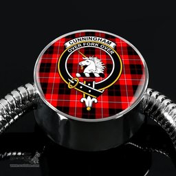 Scottish Cunningham Modern Clan Tartan Bracelet - Round Shape Pendant Scottish Plaid Tartan Plaid