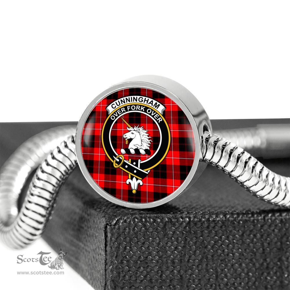 Scottish Cunningham Modern Clan Tartan Bracelet - Round Shape Pendant Scottish Plaid Tartan Plaid