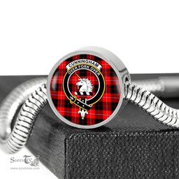 Scottish Cunningham Modern Clan Tartan Bracelet - Round Shape Pendant Scottish Plaid Tartan Plaid