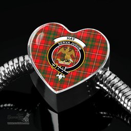Scottish Hay Modern Clan Tartan Bracelet - Heart Shape Pendant Scottish Plaid Tartan Plaid