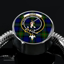 Scottish Gunn Modern Clan Tartan Bracelet - Round Shape Pendant Scottish Plaid Tartan Plaid