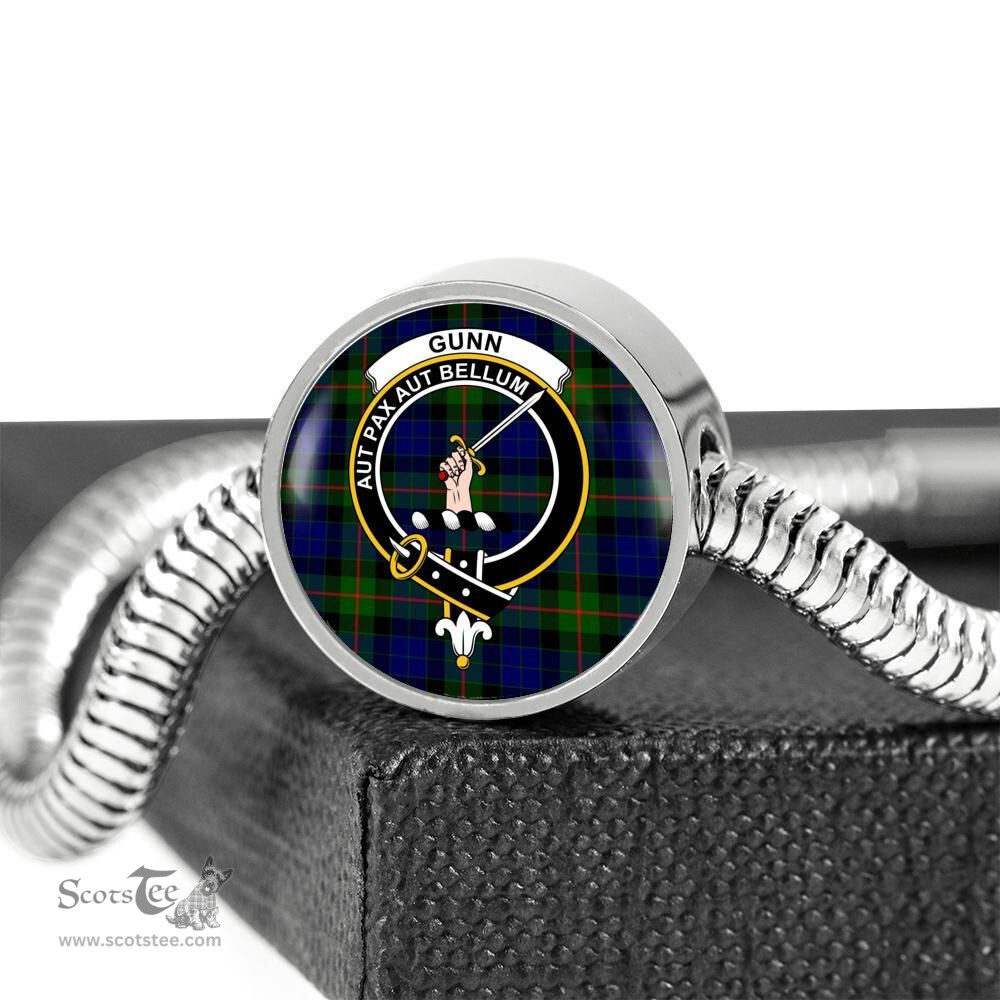 Scottish Gunn Modern Clan Tartan Bracelet - Round Shape Pendant Scottish Plaid Tartan Plaid
