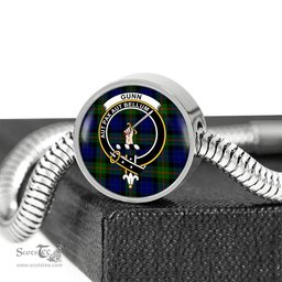 Scottish Gunn Modern Clan Tartan Bracelet - Round Shape Pendant Scottish Plaid Tartan Plaid