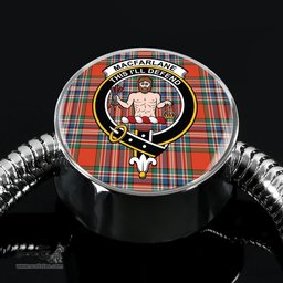 Scottish Macfarlane Ancient Clan Tartan Bracelet - Round Shape Pendant Scottish Plaid Tartan Plaid