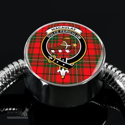 Scottish Macaulay Modern Clan Tartan Bracelet - Round Shape Pendant Scottish Plaid Tartan Plaid