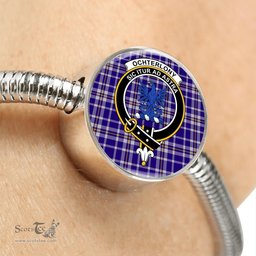 Scottish Ochterlony Clan Tartan Bracelet - Round Shape Pendant Scottish Plaid Tartan Plaid