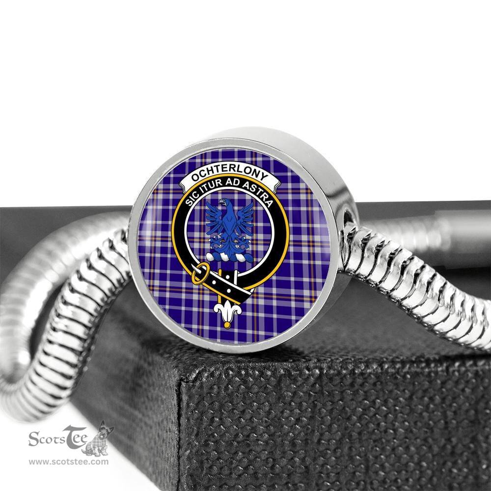 Scottish Ochterlony Clan Tartan Bracelet - Round Shape Pendant Scottish Plaid Tartan Plaid
