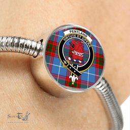 Scottish Pentland Clan Tartan Bracelet - Round Shape Pendant Scottish Plaid Tartan Plaid