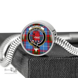 Scottish Pentland Clan Tartan Bracelet - Round Shape Pendant Scottish Plaid Tartan Plaid