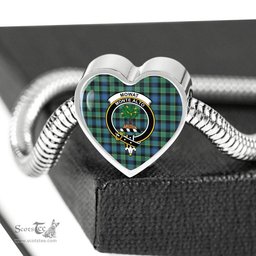 Scottish Mowat Clan Tartan Bracelet - Heart Shape Pendant Scottish Plaid Tartan Plaid