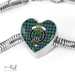 Scottish Mowat Clan Tartan Bracelet - Heart Shape Pendant Scottish Plaid Tartan Plaid