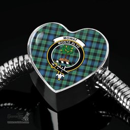 Scottish Mowat Clan Tartan Bracelet - Heart Shape Pendant Scottish Plaid Tartan Plaid