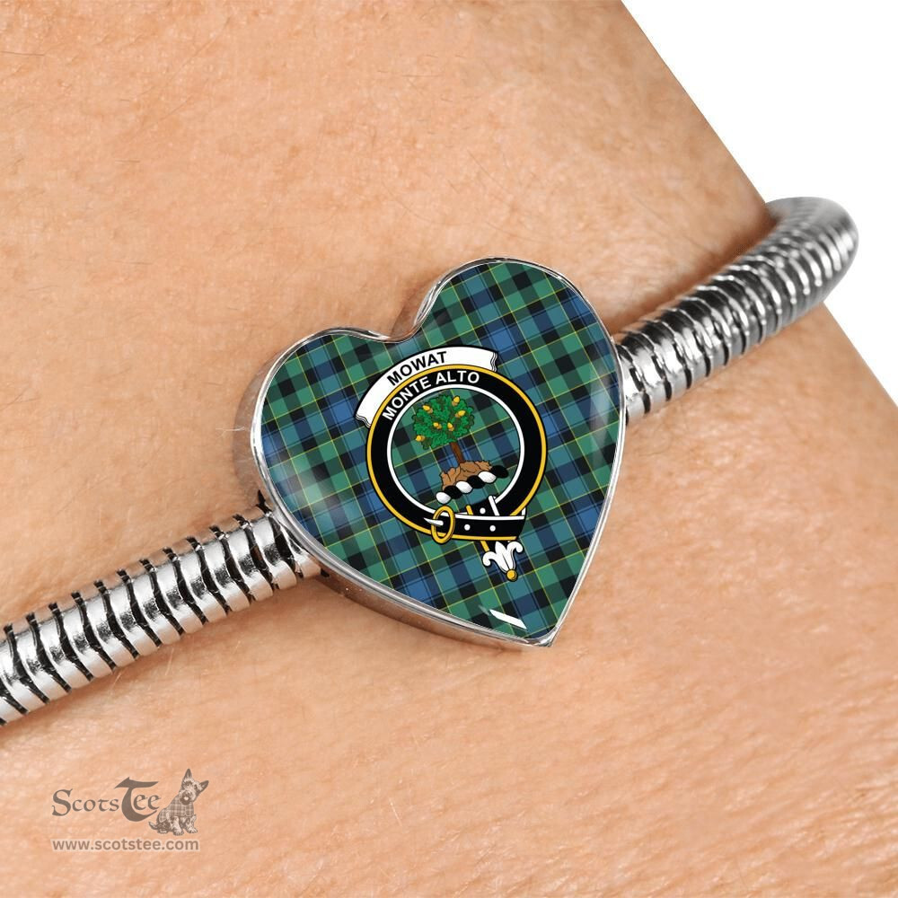 Scottish Mowat Clan Tartan Bracelet - Heart Shape Pendant Scottish Plaid Tartan Plaid
