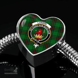 Scottish Lundin Clan Tartan Bracelet - Heart Shape Pendant Scottish Plaid Tartan Plaid