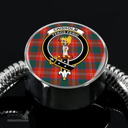 Scottish Chisholm Ancient Clan Tartan Bracelet - Round Shape Pendant Scottish Plaid Tartan Plaid