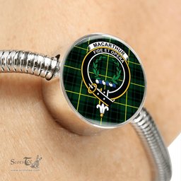 Scottish Macarthur Modern Clan Tartan Bracelet - Round Shape Pendant Scottish Plaid Tartan Plaid