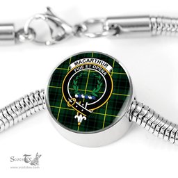 Scottish Macarthur Modern Clan Tartan Bracelet - Round Shape Pendant Scottish Plaid Tartan Plaid
