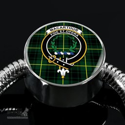 Scottish Macarthur Modern Clan Tartan Bracelet - Round Shape Pendant Scottish Plaid Tartan Plaid