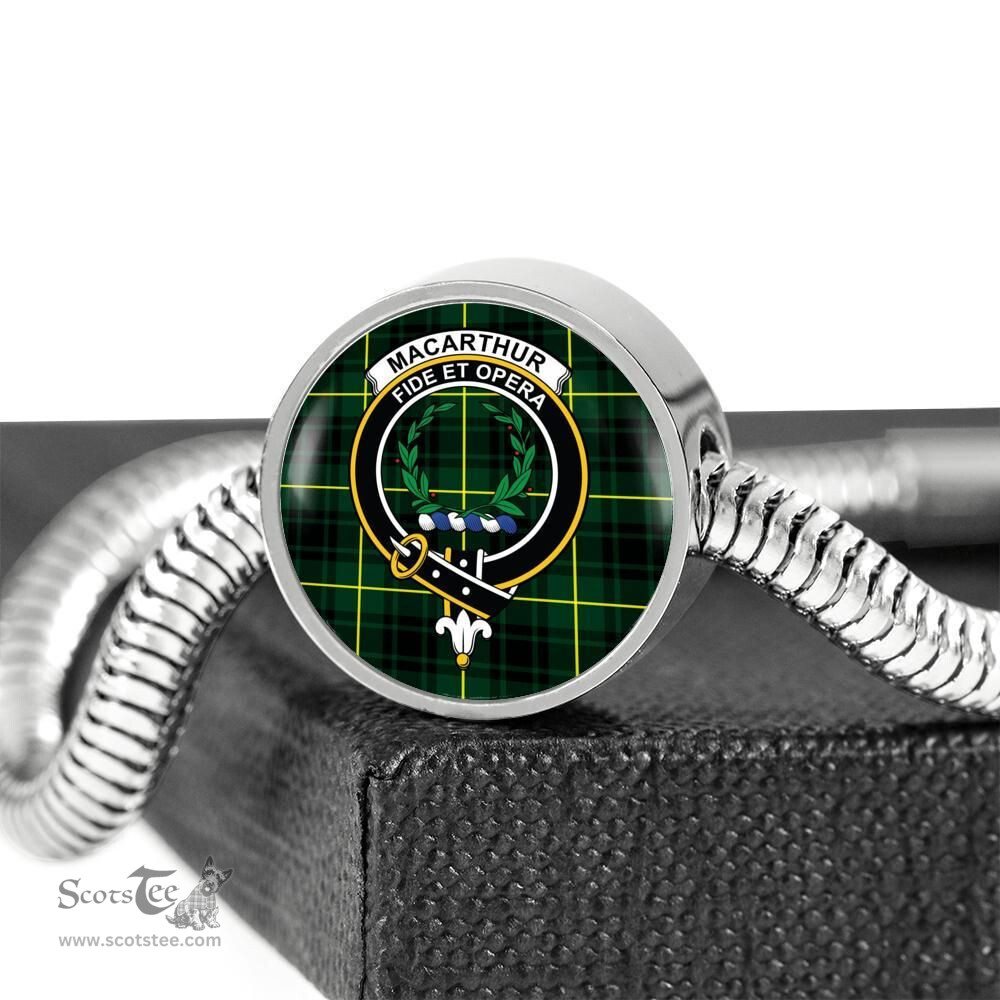 Scottish Macarthur Modern Clan Tartan Bracelet - Round Shape Pendant Scottish Plaid Tartan Plaid