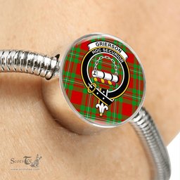 Scottish Grierson Clan Tartan Bracelet - Round Shape Pendant Scottish Plaid Tartan Plaid
