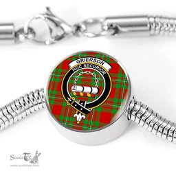 Scottish Grierson Clan Tartan Bracelet - Round Shape Pendant Scottish Plaid Tartan Plaid