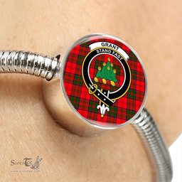 Scottish Grant Modern Clan Tartan Bracelet - Round Shape Pendant Scottish Plaid Tartan Plaid