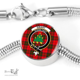 Scottish Grant Modern Clan Tartan Bracelet - Round Shape Pendant Scottish Plaid Tartan Plaid