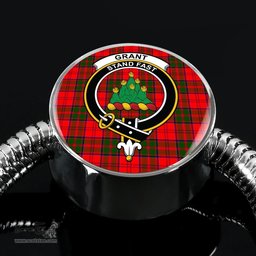 Scottish Grant Modern Clan Tartan Bracelet - Round Shape Pendant Scottish Plaid Tartan Plaid