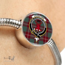 Scottish Crawford Modern Clan Tartan Bracelet - Round Shape Pendant Scottish Plaid Tartan Plaid