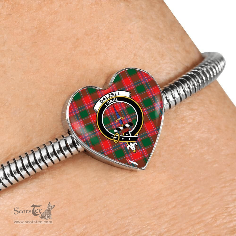 Scottish Dalziel Modern Clan Tartan Bracelet - Heart Shape Pendant Scottish Plaid Tartan Plaid