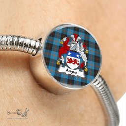 Scottish Angus Ancient Clan Tartan Bracelet - Round Shape Pendant Scottish Plaid Tartan Plaid