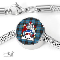 Scottish Angus Ancient Clan Tartan Bracelet - Round Shape Pendant Scottish Plaid Tartan Plaid