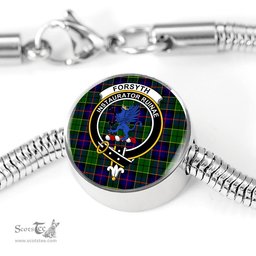 Scottish Forsyth Modern Clan Tartan Bracelet - Round Shape Pendant Scottish Plaid Tartan Plaid