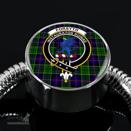 Scottish Forsyth Modern Clan Tartan Bracelet - Round Shape Pendant Scottish Plaid Tartan Plaid