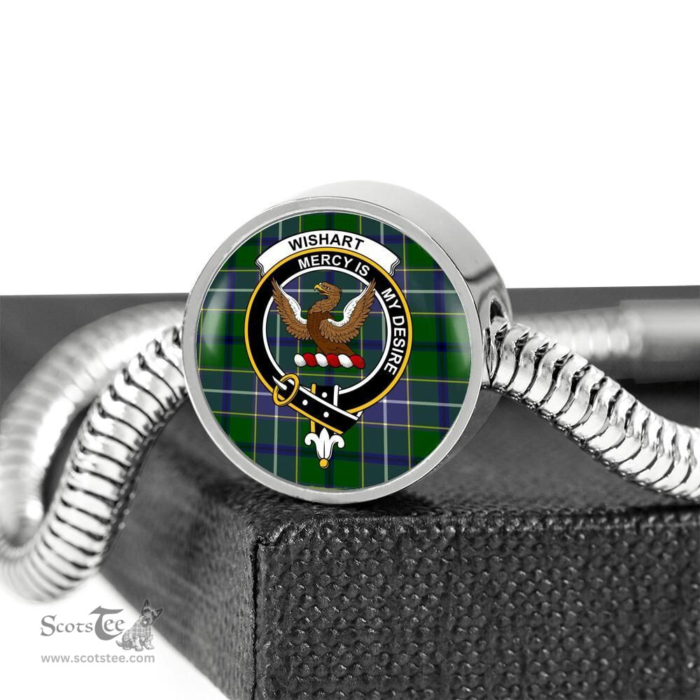 Scottish Wishart Hunting Clan Tartan Bracelet - Round Shape Pendant Scottish Plaid Tartan Plaid