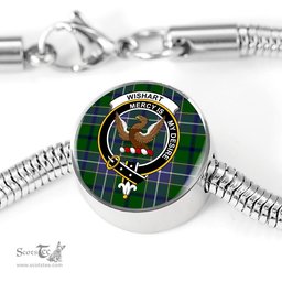 Scottish Wishart Hunting Clan Tartan Bracelet - Round Shape Pendant Scottish Plaid Tartan Plaid