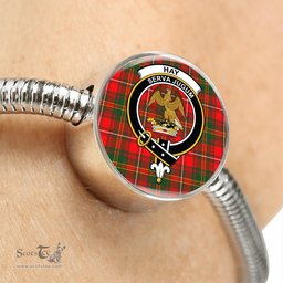 Scottish Hay Modern Clan Tartan Bracelet - Round Shape Pendant Scottish Plaid Tartan Plaid