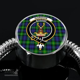 Scottish Gordon Modern Clan Tartan Bracelet - Round Shape Pendant Scottish Plaid Tartan Plaid