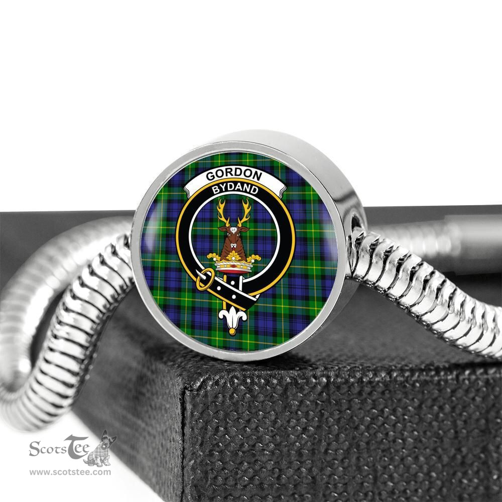 Scottish Gordon Modern Clan Tartan Bracelet - Round Shape Pendant Scottish Plaid Tartan Plaid